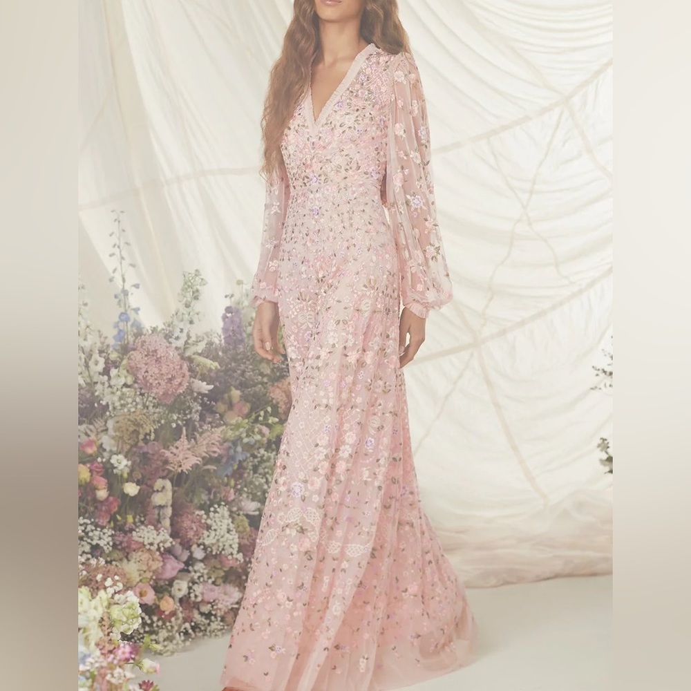 Needle And Thread Pink Floret V-Neck Gown